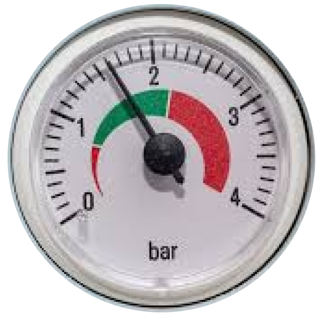 Boiler gauge showing low water pressure